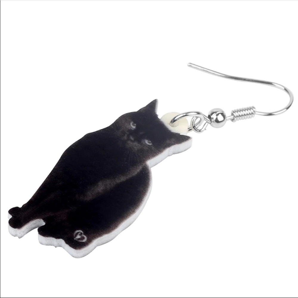 Black Cat Acrylic Earrings - Picture 4 of 6